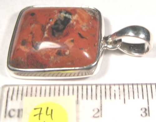 Foto Edelstein-Anhänger in Sterlingsilber: Brekzienjaspis fast Viereck-Cabochon