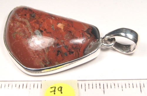 Foto Edelstein-Anhänger in Sterlingsilber: Brekzienjaspis als Freiform-Cabochon