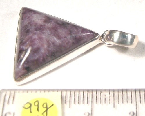 Foto Edelstein-Anh�nger in Sterlingsilber: Charoit dreieckiger Cabochon