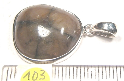 Foto Edelstein-Anhänger in Sterlingsilber: Chiastolith-Cabochon