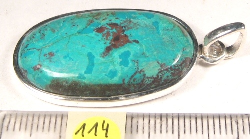 Foto Edelstein-Anh�nger in Sterlingsilber: Chrysokoll-Cabochon