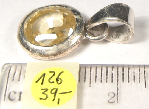 Foto Edelstein-Anhänger in Sterlingsilber: runder, facettierter Citrin
