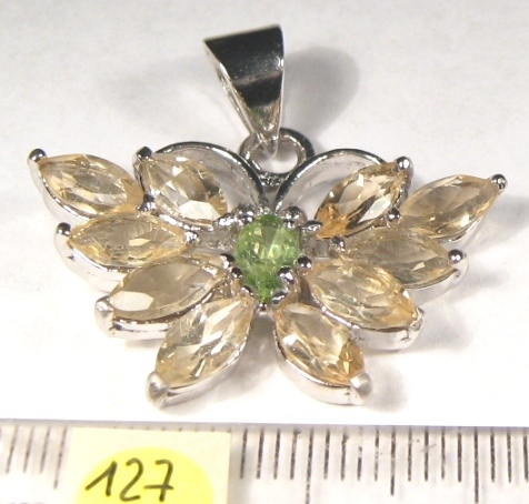 Foto Edelstein-Anhänger in Sterlingsilber: Citrin in Schmetterlingsform