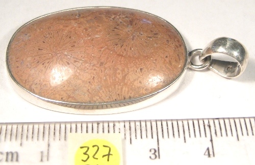 Foto Edelstein-Anh�nger in Sterlingsilber: fossile Koralle Cabochon