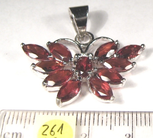Foto Edelstein-Anhänger in Sterlingsilber: Granat in Schlmetterlingsform