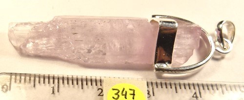 Foto Edelstein-Anhänger in Sterlingsilber: Kunzit-Rohkristall