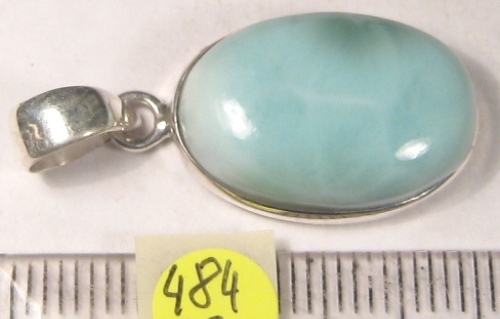 Foto Edelstein-Anhänger in Sterlingsilber: ovaler Larimar
