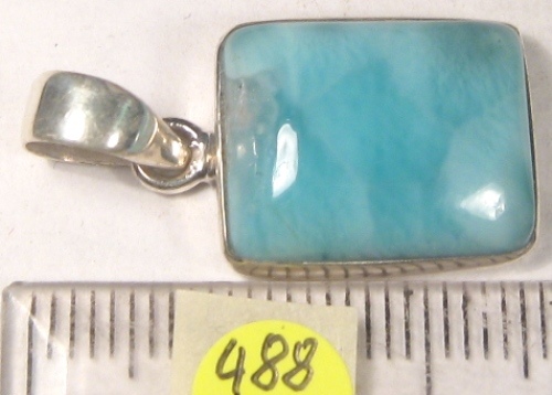 Foto Edelstein-Anhänger in Sterlingsilber: Larimar viereckig tolle Farbe