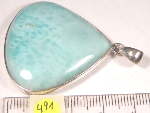Foto Edelstein-Anhänger in Sterlingsilber: großes Larimar-Spitzoval