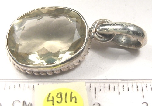 Foto Edelstein-Anh�nger in Sterlingsilber: facettiertes Lemonquarz-Oval