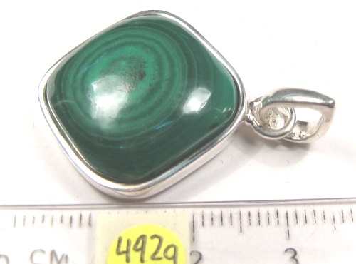 Foto Edelstein-Anhänger in Sterlingsilber: quadratischer Malachit