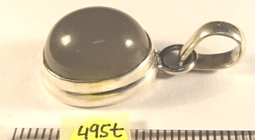 Foto Edelstein-Anhänger in Sterlingsilber: ovaler grauer Mondstein-Cabochon