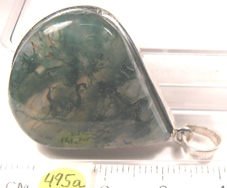 Foto Edelstein-Anh�nger in Sterlingsilber: Moosachat-Cabochon