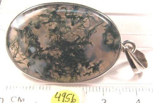 Foto Edelstein-Anh�nger in Sterlingsilber: ovaler Moosachat-Cabochon