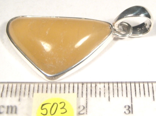 Foto Edelstein-Anhänger in Sterlingsilber: Orangencalcit dreieckiger Cabochon