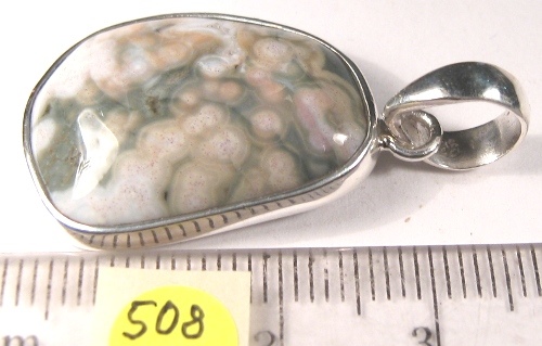 Foto Edelstein-Anhänger in Sterlingsilber: Ozeanjaspis Freiform-Cabochon