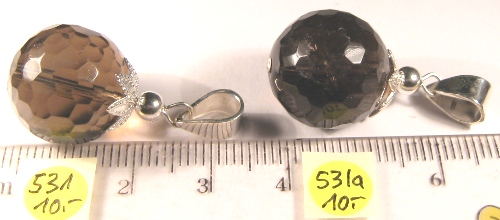Foto Edelstein-Anh�nger in Sterlingsilber: facettierte Rauchquarz-Kugel