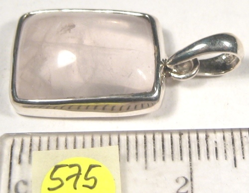 Foto Edelstein-Anhänger in Sterlingsilber: Rosenquarz fast viereckiger Cabochon