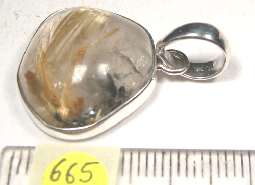 Foto Edelstein-Anhänger in Sterlingsilber: Rutilquarz Freiform-Cabochon