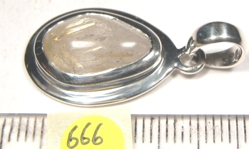 Foto Edelstein-Anhänger in Sterlingsilber: Rutilquarz Spitzoval-Cabochon
