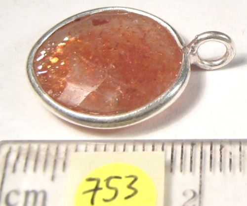 Foto Edelstein-Anhänger in Sterlingsilber: ovaler facettierter Sonnenstein