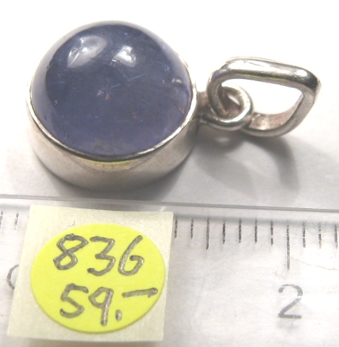 Foto Edelstein-Anh�nger in Sterlingsilber: runder Tansanit-Cabochon