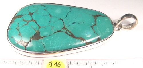 Foto Edelstein-Anhänger in Sterlingsilber: Freiform-Cabochon Türkis