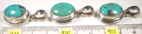 Foto Edelstein-Anhänger in Sterlingsilber: ovale Türkis-Cabochons