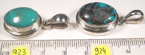 Foto Edelsteine: ovale Anhänger in Sterlingsilber aus Türkis