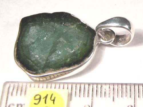 Foto Edelstein-Anh�nger in Sterlingsilber: gr�ner Turmalin-Querschnitt