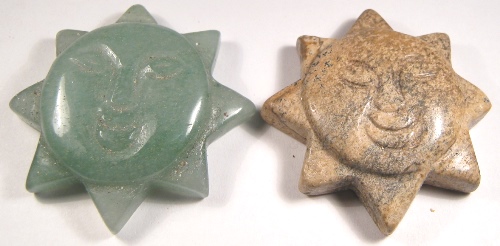 Foto Edelsteine: zwei Sonnen-Lederbandteile (Aventurin und Bilderjaspis)