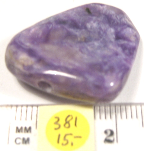 Foto Edelsteine: gebohrter Trommelstein Charoit
