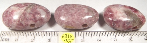Foto Edelsteine: gebohrte Trommelsteine Lepidolith