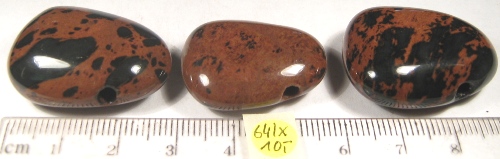 Foto Edelsteine: gebohrte Trommelsteine Mahagoniobsidian