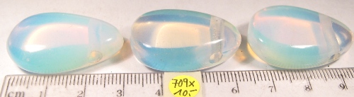 Foto Edelsteine: gebohrte Trommelsteine Opalglas