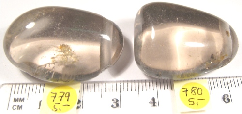 Foto Edelsteine: gebohrte Trommelsteine Rauchquarz