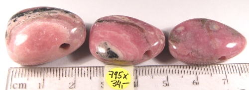 Foto Edelsteine: gebohrte Trommelsteine Rhodochrosit