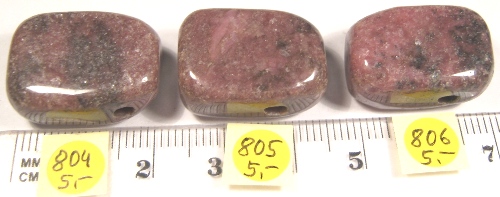 Foto Edelsteine: gebohrte Trommelsteine Rhodonit