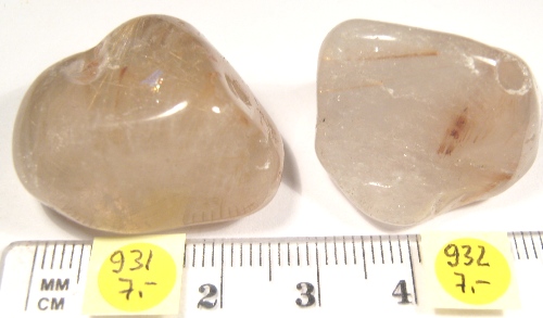 Foto Edelsteine: gebohrte Trommelsteine Rutilquarz