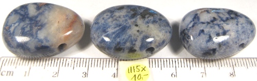 Foto Edelsteine: gebohrte Trommelsteine Sodalith