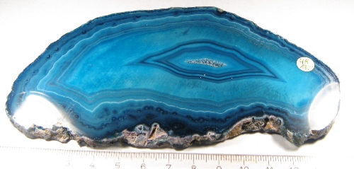 Foto Mineralien: recht große blaue Achatscheibe