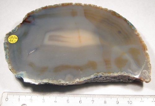 Foto Mineralien: graue dicke Achatscheibe