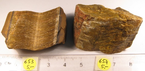 Foto Mineralien: zwei Tigerauge-Rohsteine