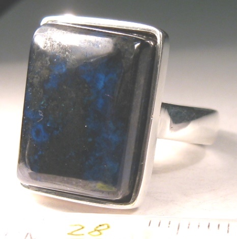 Foto Edelstein-Ringe in Sterlingsilber: rechteckiger Azurit-Cabochon