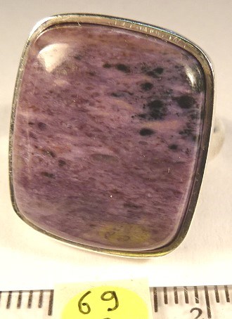 Foto Edelstein-Ringe in Sterlingsilber: rechteckiger Charoit-Cabochon