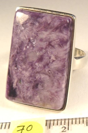 Foto Edelstein-Ringe in Sterlingsilber: Charoit mit rechteckigem Cabochon