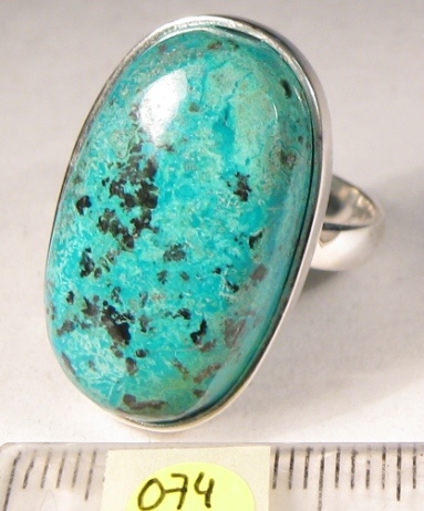 Foto Edelstein-Ringe in Sterlingsilber: Chrysopkoll-Cabochon