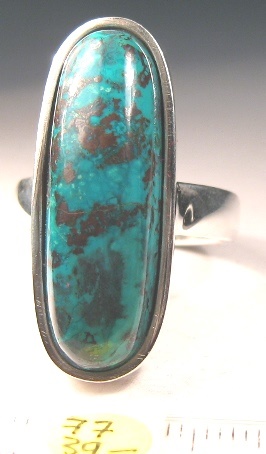 Foto Edelstein-Ringe in Sterlingsilber: langer ovaler Chrysokoll