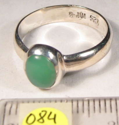 Foto Edelstein-Ringe in Sterlingsilber: Chrysopas-Cabochon