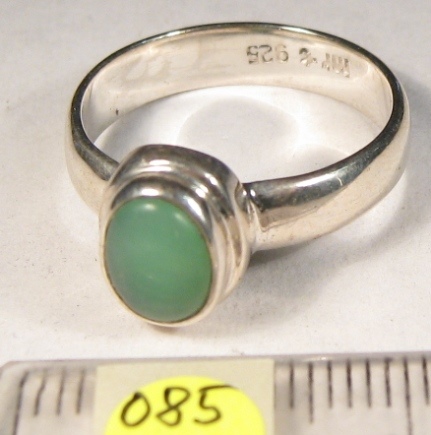 Foto Edelstein-Ringe in Sterlingsilber: ovaler Chrysopas-Cabochon